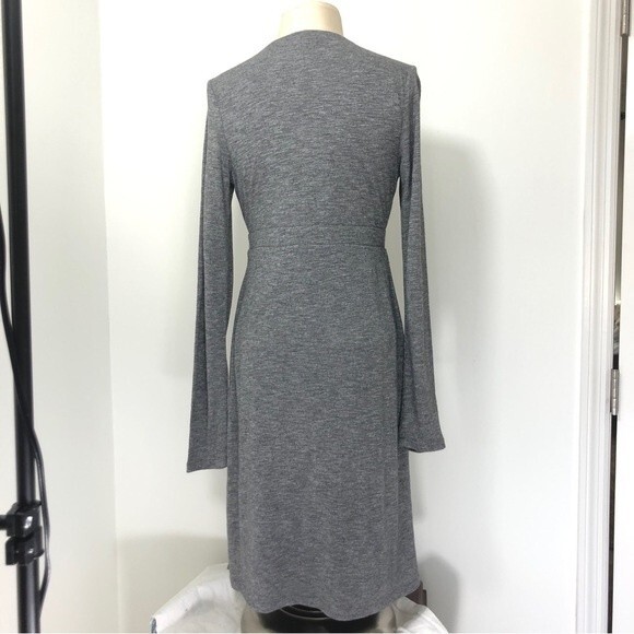 Athleta Dress Womens Small Gray Heathered Wrap It Up Long Sleeve Knit Surplice - Picture 8 of 16